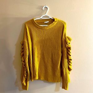 Adorable Women’s sweater with with ruffle sleeves/ Mustard yellow/Size M
